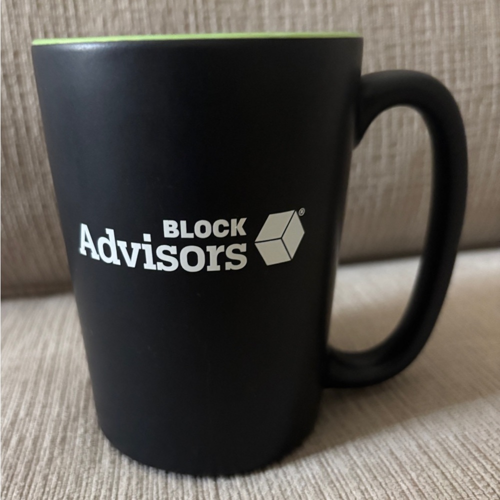 Authentic NWOT Block Advisors Coffee Mug 12 oz Black/ Green